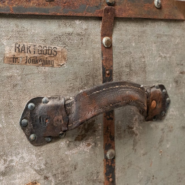 Wood 19th Century Scandinavian Railway Freight Trunk – Jönköping, Sweden For Sale - Image 7 of 14