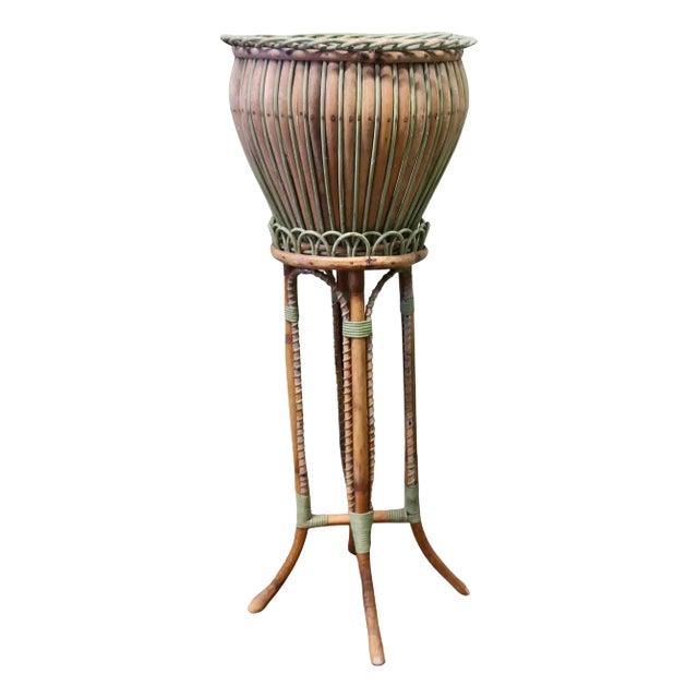 Antique Arts and Crafts Bamboo Jardinière, 1890 For Sale