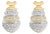 18K Two-Toned Gold 5.00 Cttw Diamond Three-tier Domed Button Omega Back Earrings (G-H Color, VS2-SI1 Clarity) For Sale