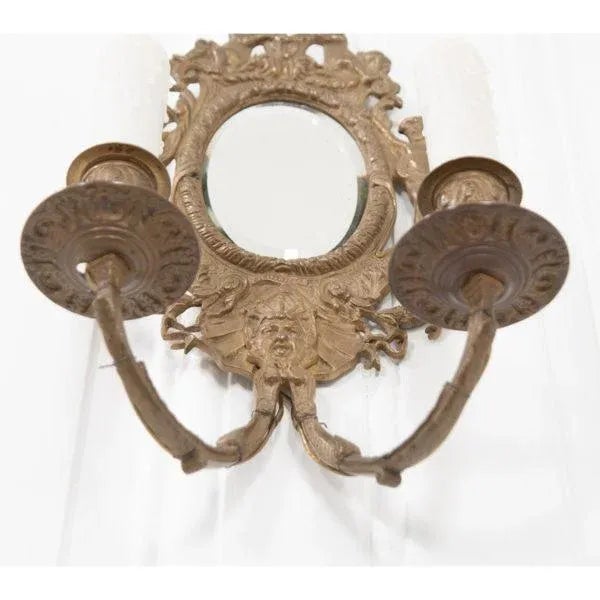 19th Century French 19th Century Louis XV-Style Brass & Mirror Sconces - A Pair For Sale - Image 5 of 9