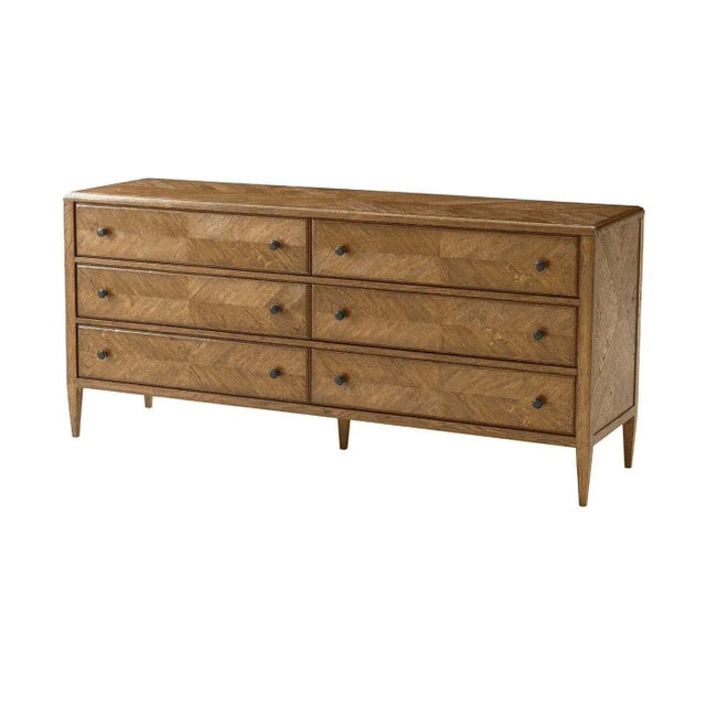 Not Yet Made - Made To Order Light Oak Parquetry Six Drawer Dresser For Sale - Image 5 of 5