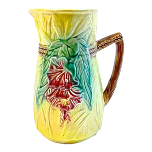 Antique Majolica Floral & Corn Motif Pitcher
