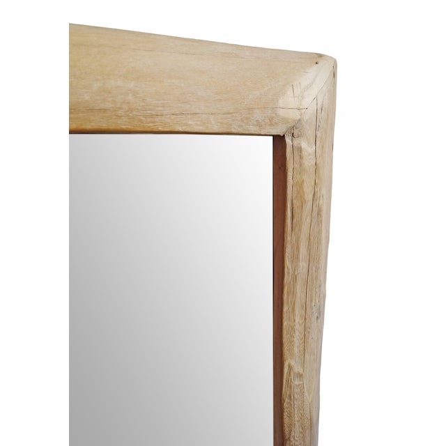 Beautifully simple old elm wood frame mirror featuring softly hand-shaped edges, warm natural wood tones, and subtle age...