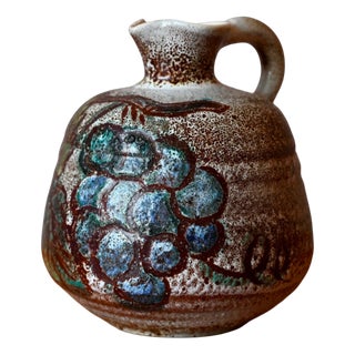 Ceramic Wine Grape Pitcher by the Potters of Accolay, 1960s For Sale