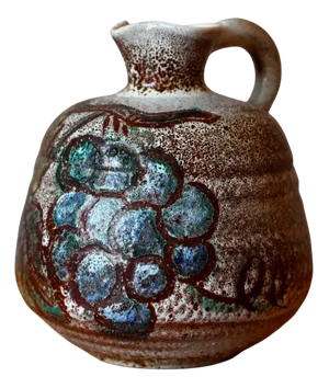 Ceramic Wine Grape Pitcher by the Potters of Accolay, 1960s