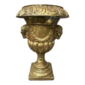 Gold Leaf Antique Urn Vase From Italy Planter Stucco Vase 1960's