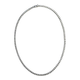 14k White Gold 12Ct Natural Diamond Tennis Necklace For Sale