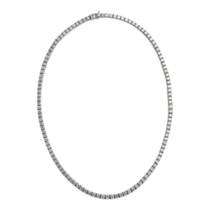 14k White Gold 12Ct Natural Diamond Tennis Necklace