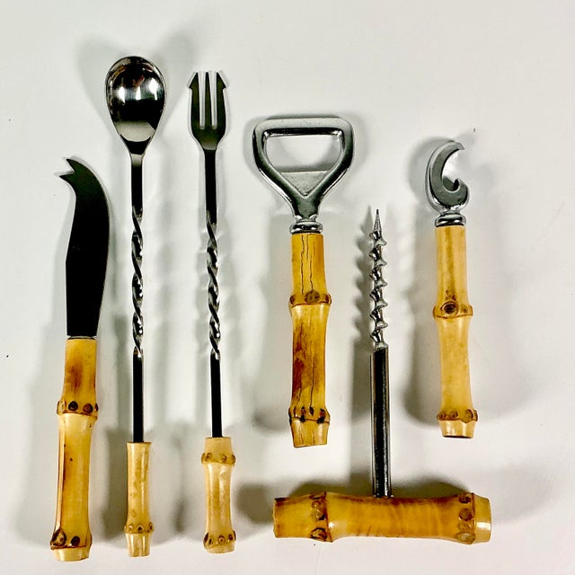 We love all things bamboo and this vintage Bar Utensil Set is a must have boho chic item. The set of six has handles that...