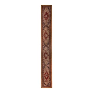 Antique Sarab Rug Red and Beige Brown Persian Runner - Floral Medallion For Sale