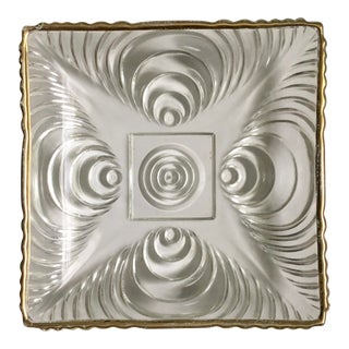 Vintage Gold Trimmed Pressed Glass Catchall Dish For Sale