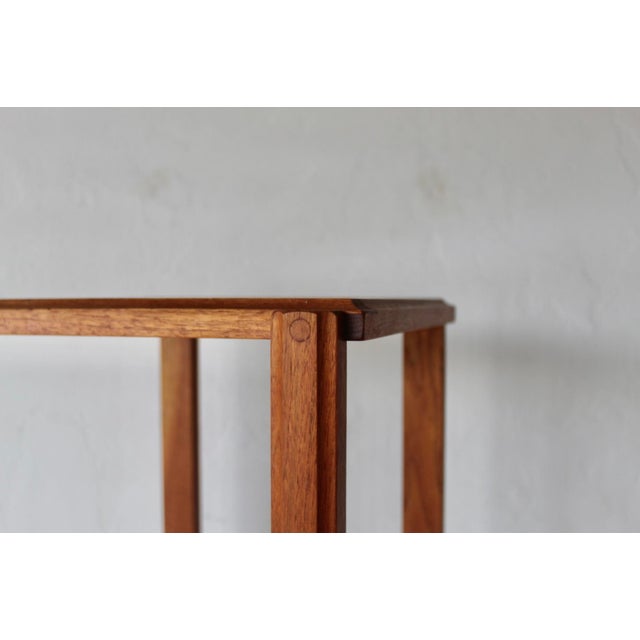 Danish Style Modern Teak Plant Stand Two Tier Smoked Glass For Sale - Image 9 of 14