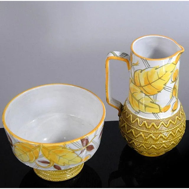1960s Italian Ceramic Jug and Bowl Set from Fratelli Fanciullacci, 1960s, Set of 2 For Sale - Image 5 of 10
