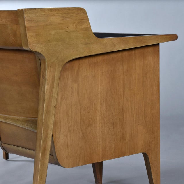 Restored John Van Koert Drexel Profile Leather Top Desk With File Drawer For Sale - Image 11 of 14