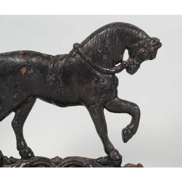 Antique cast iron Victorian Arabian horse doorstop. Accession or inventory number in pencil on back, illegible...