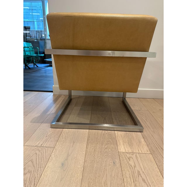 Set of Stainless Steel and Leather Accent Chairs For Sale In San Francisco - Image 6 of 7