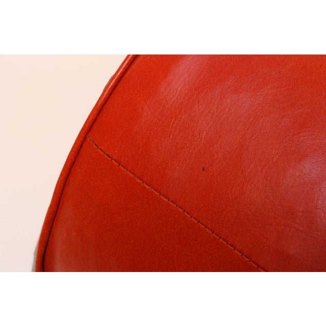 Mid-Century Modern Orange Pouf / Foot Stool / Ottoman For Sale - Image 15 of 16