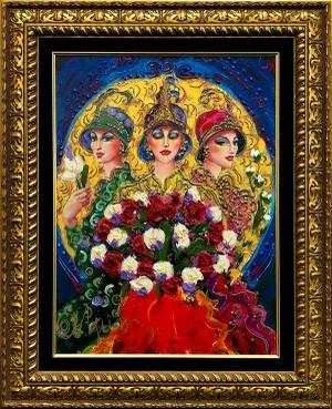 Otto De Souza Aguiar Splendor Print on Heavily Embellished Canvas, 2004, Framed