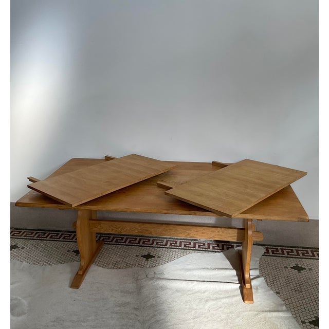 1970s Oak Trestle-Dining Table, Manner of Henning Kjaernulf For Sale - Image 13 of 17