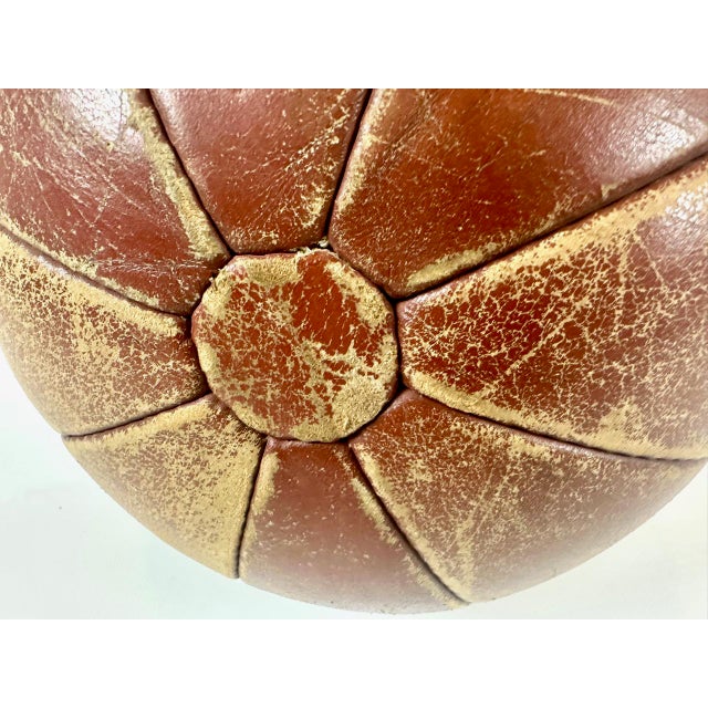 Mid-Century Modern Leather Medicine Ball, Poland, 1950s For Sale - Image 3 of 6