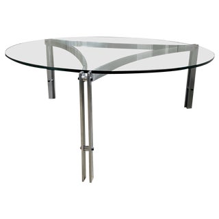 Steel and Glass Coffee Table, 1960s For Sale