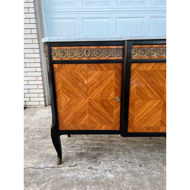 Bronze French 19th Century Louis XV Carrara Marble Top Mahogany Sideboard For Sale - Image 8 of 12