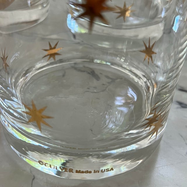 Glass Vintage Culver Gold Celestial Glasses - Set of 8 For Sale - Image 7 of 12