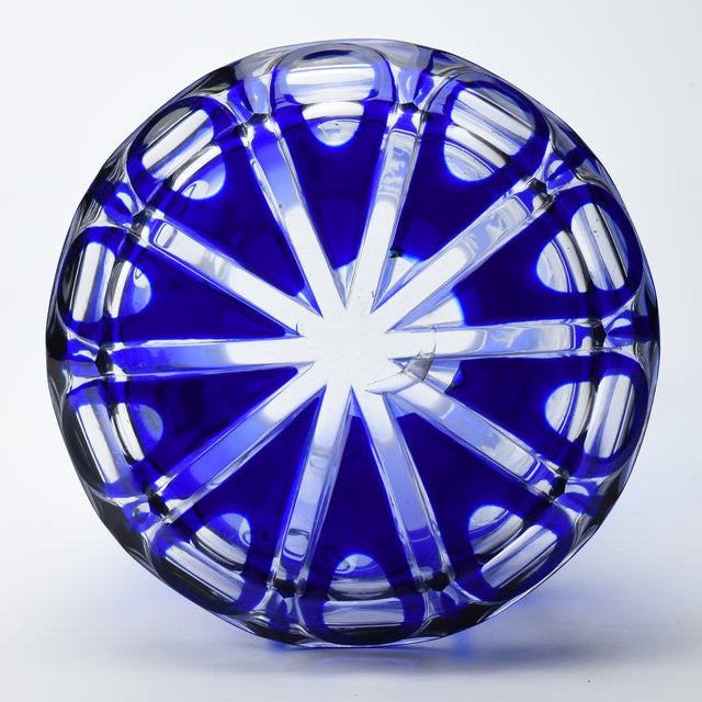 Glass Mid 19th Century Cobalt Engraved and Cut Overlay Glass Pitcher For Sale - Image 7 of 7