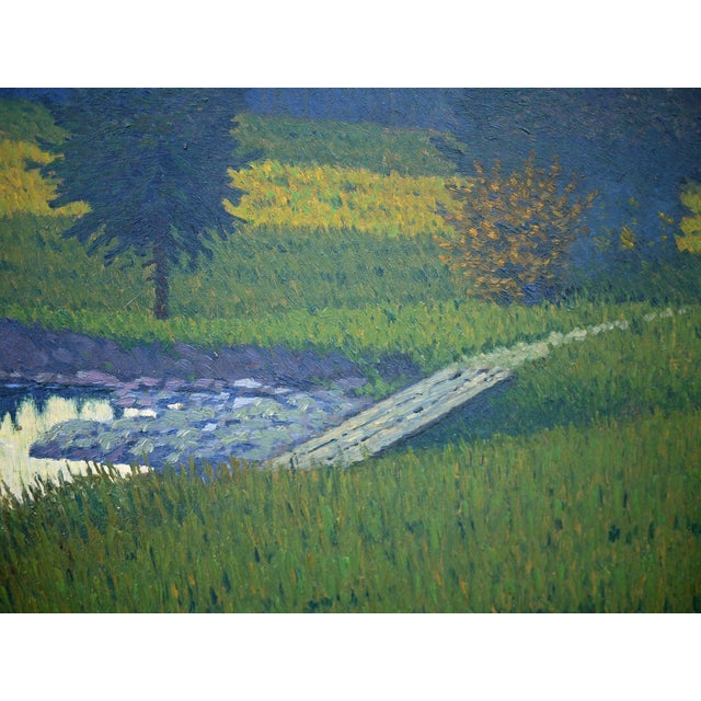 Bahndorf Heribert, Lakeside Landscape, 1930, Oil Painting on Cardboard, Framed For Sale - Image 13 of 18
