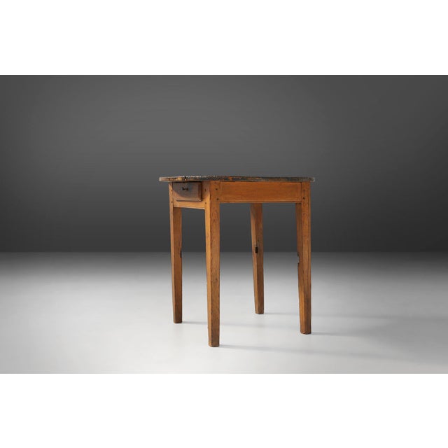 French Round Side Table in Oak with Blue Top, 1850s For Sale - Image 14 of 15