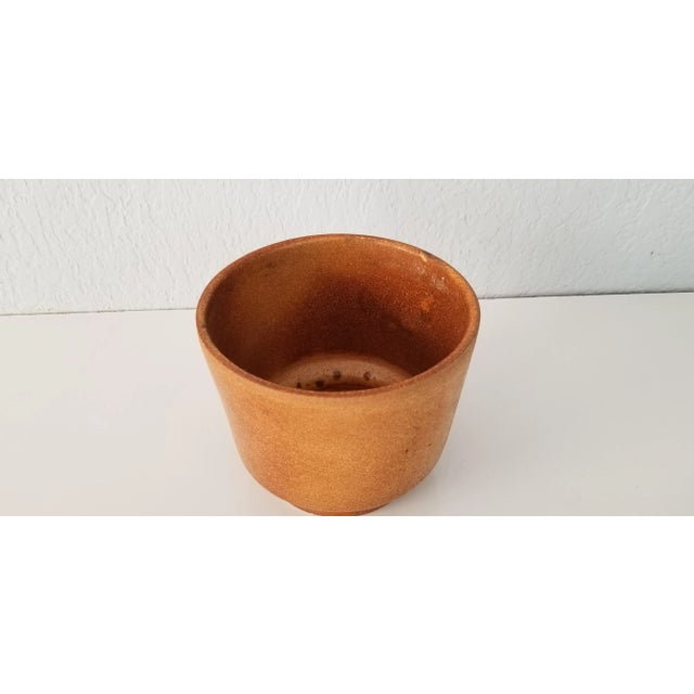 Contemporary 1970s Mid-Century Brown Glazed Art Pottery Planter Pot For Sale - Image 3 of 9
