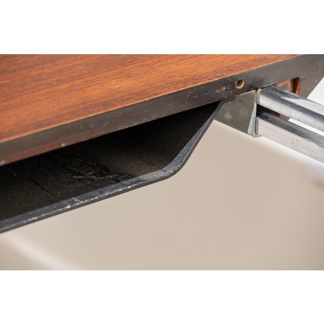 Extendable Dining Table in Stainless Steel and Walnut, 1970s For Sale - Image 10 of 13