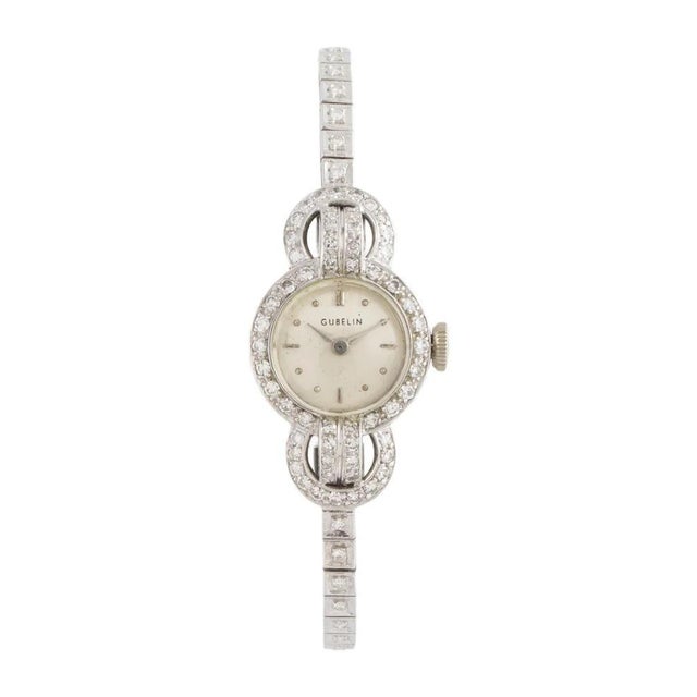 Late 20th Century Vintage Gübelin 14k White Gold Classic Diamond Cocktail Watch For Sale - Image 5 of 6