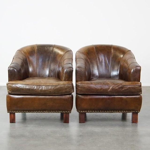 Set of Vintage Club Chairs in Cowhide Leather For Sale - Image 15 of 15