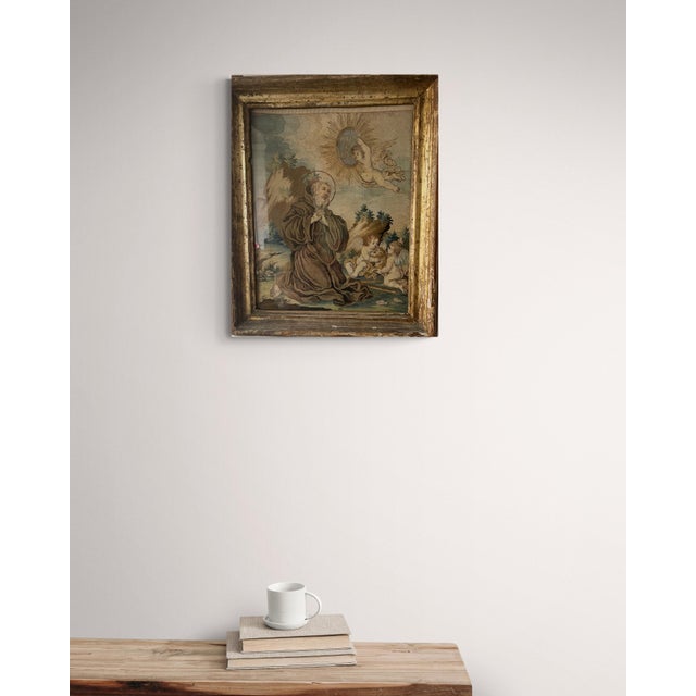 Spanish Artist, Composition, 18th Century, Embroidered & Painted Silk Panel For Sale - Image 6 of 18