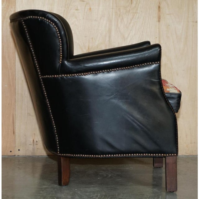 Little Professor Armchairs in Black Leather and Kilim Upholstery by Andrew Martin for Halo, Set of 2 For Sale - Image 10 of 18