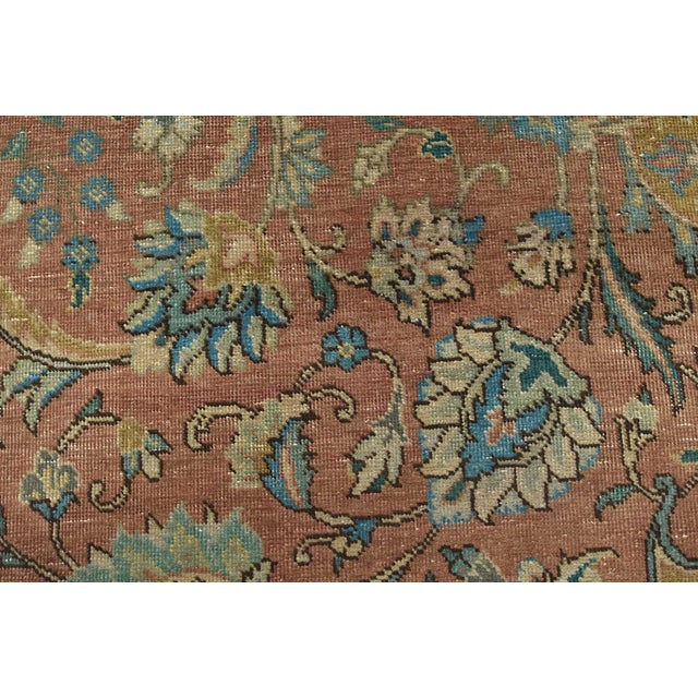 Tabriz Rug 8’6” X 11’5” Red Wool Vintage Distressed Hand-Knotted Carpet For Sale - Image 11 of 15