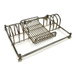 1970s Mid-Century Modern Chrome & Lucite Flatware Buffet Caddy