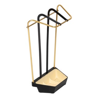Vintage Brass and Enameled Metal Umbrella Stand by Gio Ponti, Italy, 1950s For Sale