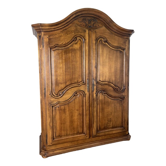 Vintage French Oak 2-Door Wardrobe For Sale