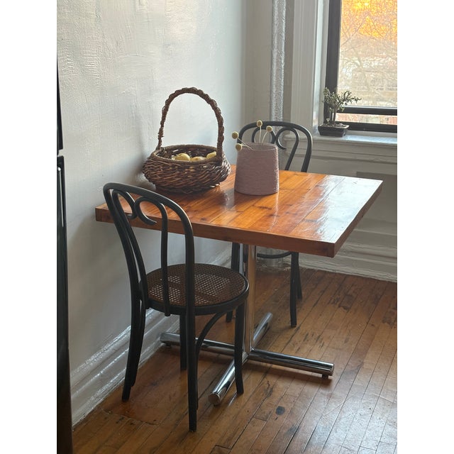 Wood Pair of Mid 20th Century Black Bentwood Cafe Chairs With Cane Seats For Sale - Image 7 of 7