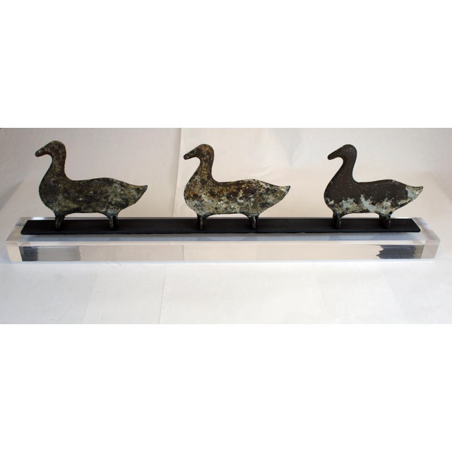 Shooting Gallery Ducks! 3 cast iron ducks, in silhouette, are mounted on a custom steel pedestal that rest on a...