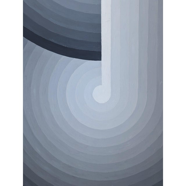 Black and white abstract contemporary concentric shaped painting by Houston, TX artist David Hardaker. Signed, titled, and...