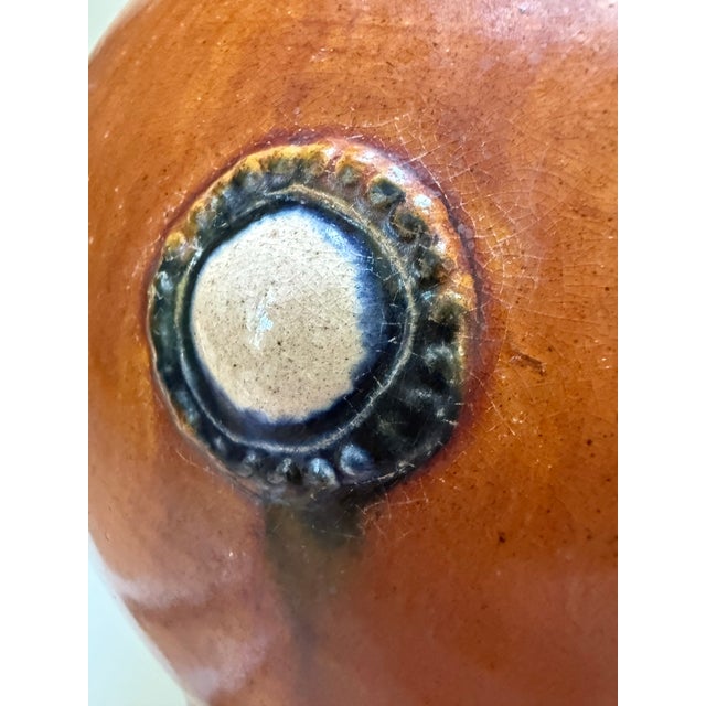 Sienna Mid 20th Century Rare Hand-Thrown 10" Tang Dynasty Style Sancai Glazed Pottery Medallion Jar For Sale - Image 8 of 12