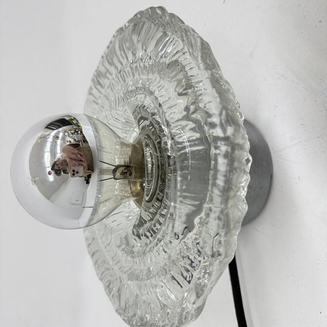Ice Glass Wall Light or Flush Mount from Peill & Putzler, 1970s For Sale - Image 10 of 18
