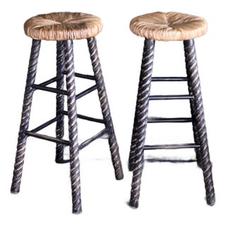Barley Twist Black Painted Wooden Stools From the 1990s For Sale