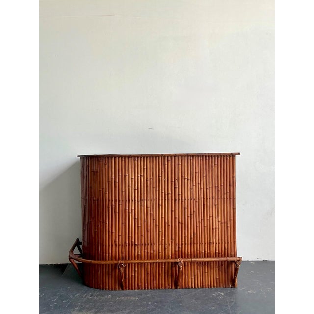 Vintage Curved Bamboo Tiki Bar For Sale - Image 4 of 18