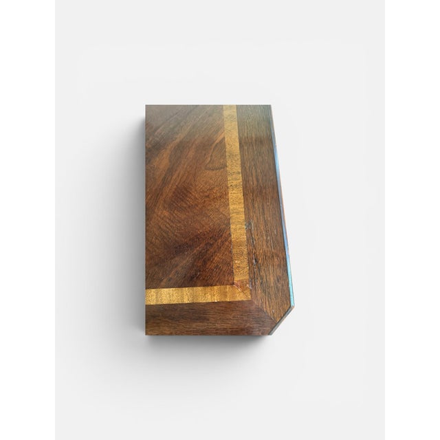 Brown 1982 Vintage Lane Altavista Chinese Chippendale Banded Mahogany Side Table For Sale - Image 8 of 9