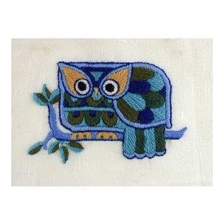 Mid Century Modern Owl Embroidery For Sale