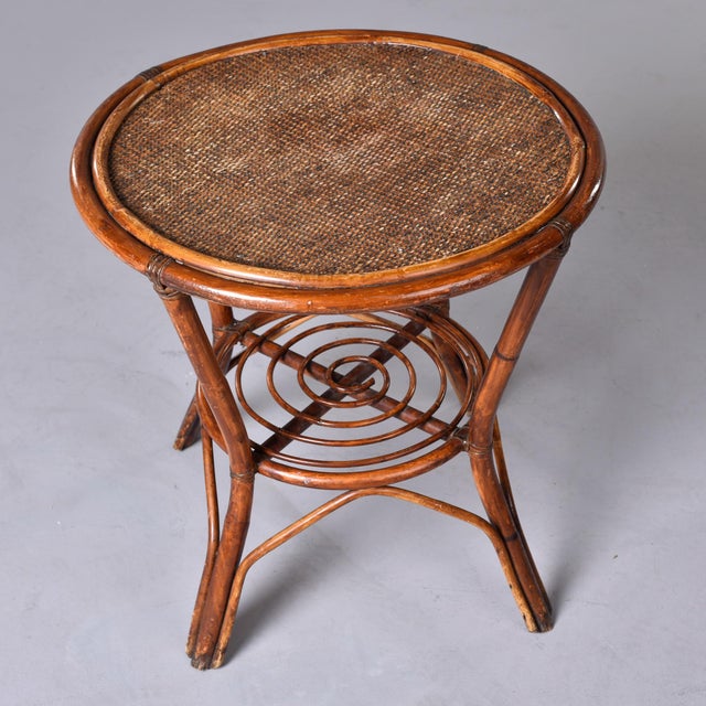 French Mid-Century Bent Rattan & Bamboo Side Table For Sale - Image 4 of 12